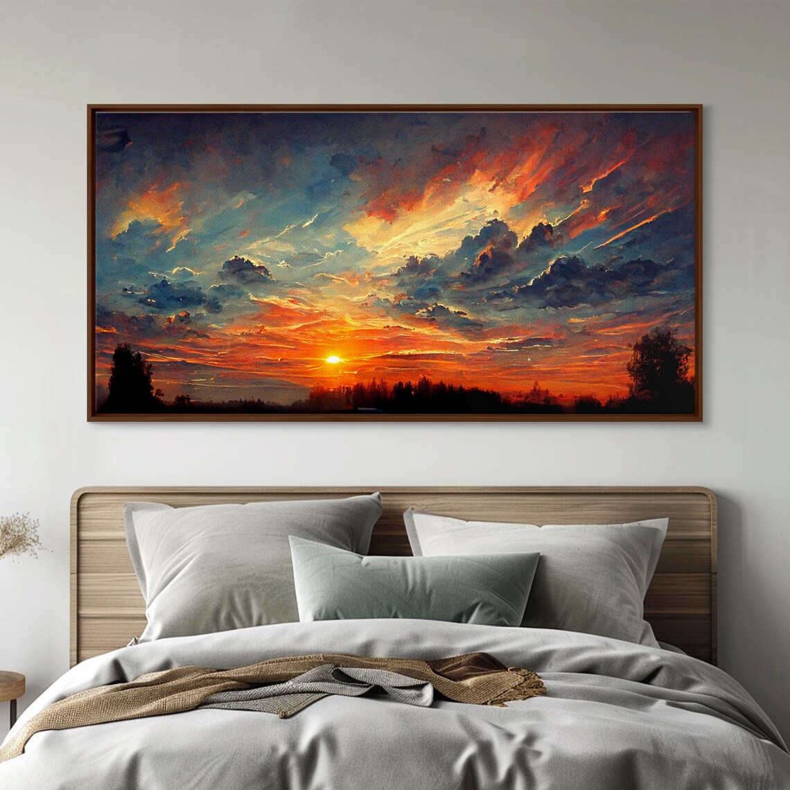 Mountain Sunset Oil Painting, Nature Landscape Art Print - Image 3