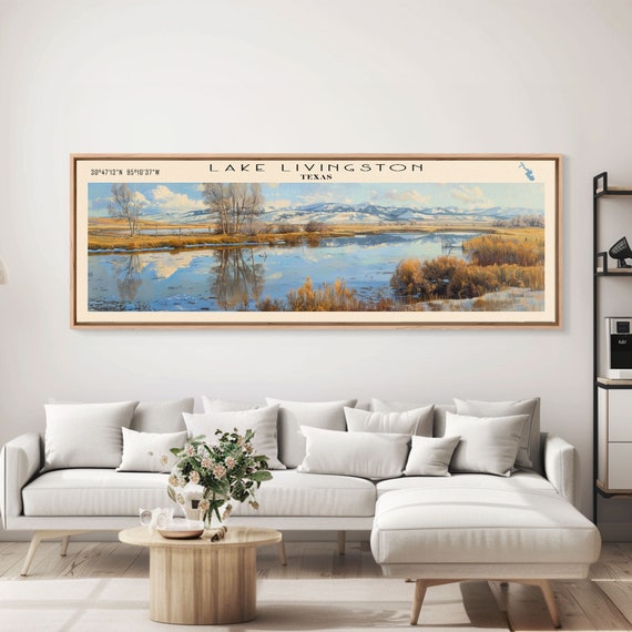 Livingston Framed Print Lake House Decor Panoramic Wall Art Travel Poster Beautiful Landscape Painting Modern Art