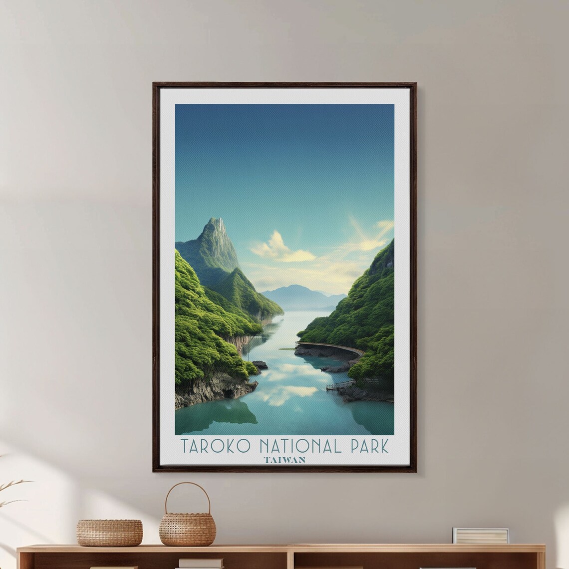Taroko National Park Taiwan Marble Gorge River Green Peaks Travel Poster - Image 6