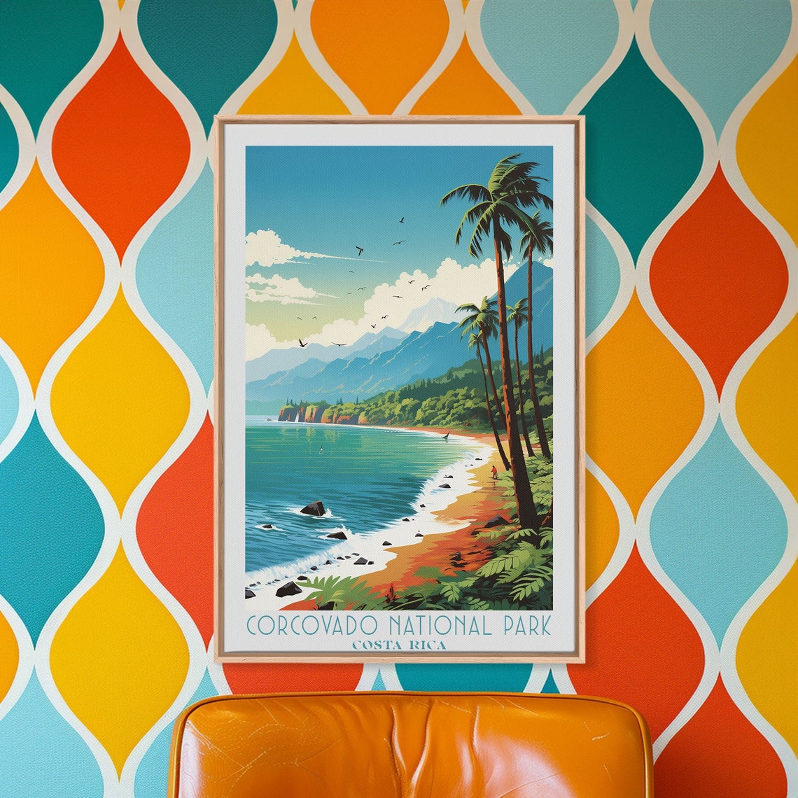 Corcovado National Park Costa Rica Palm Beach Mountain View Poster - Image 6