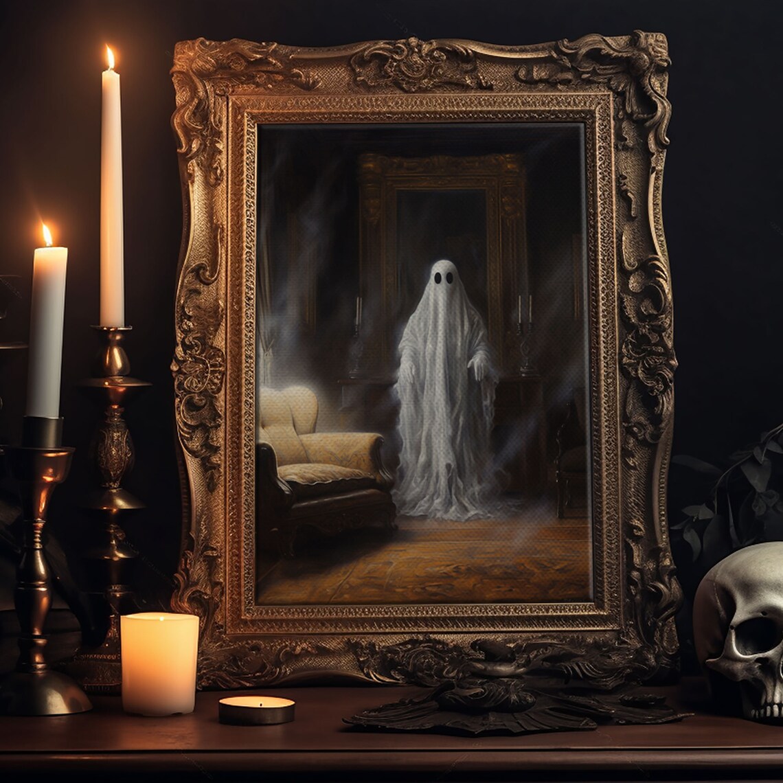 Ghost In The Mirror, Dark Academia Halloween Art Print - Image 5