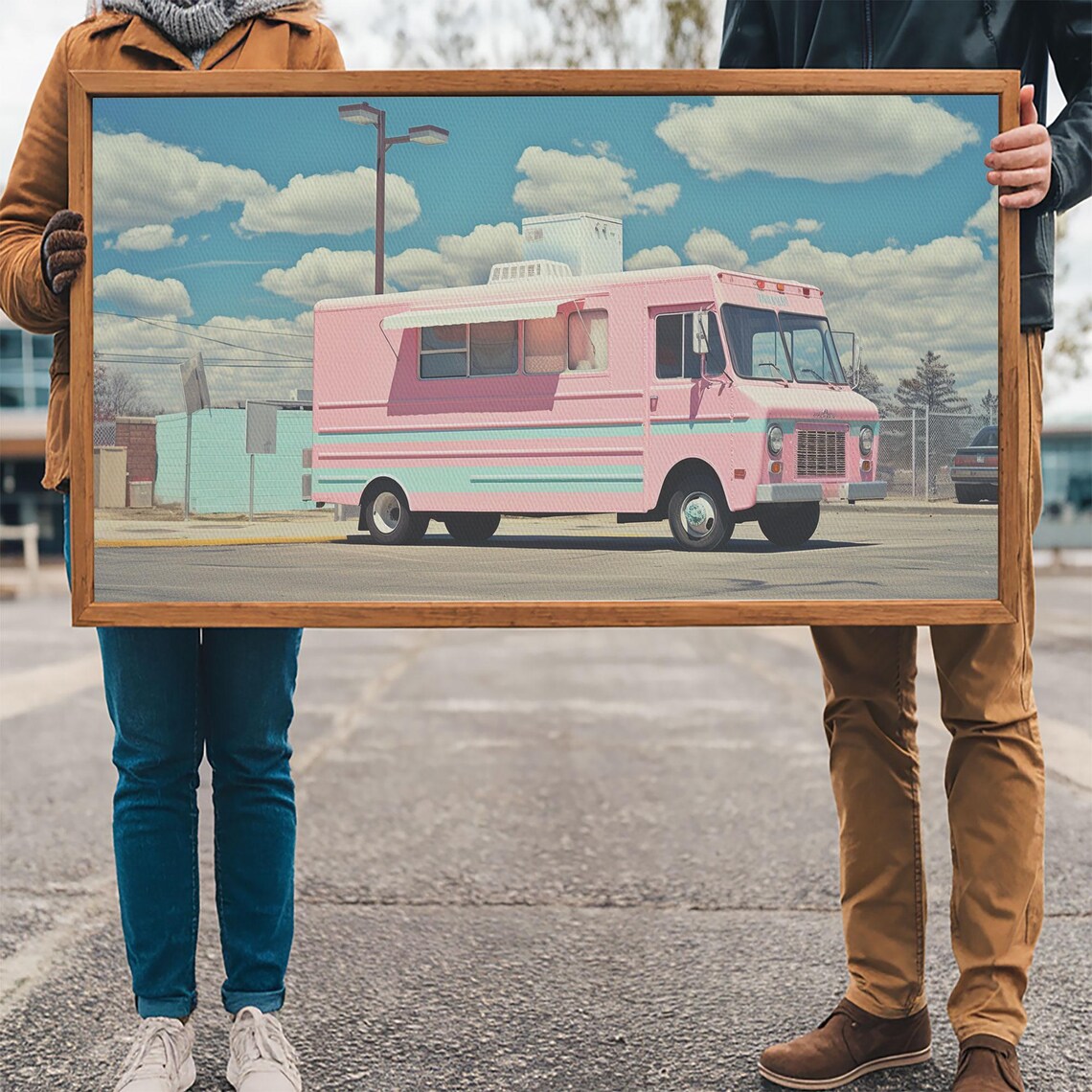 Retro Pink Ice Cream Truck Vintage Street Food Truck Wall Art Poster - Image 3