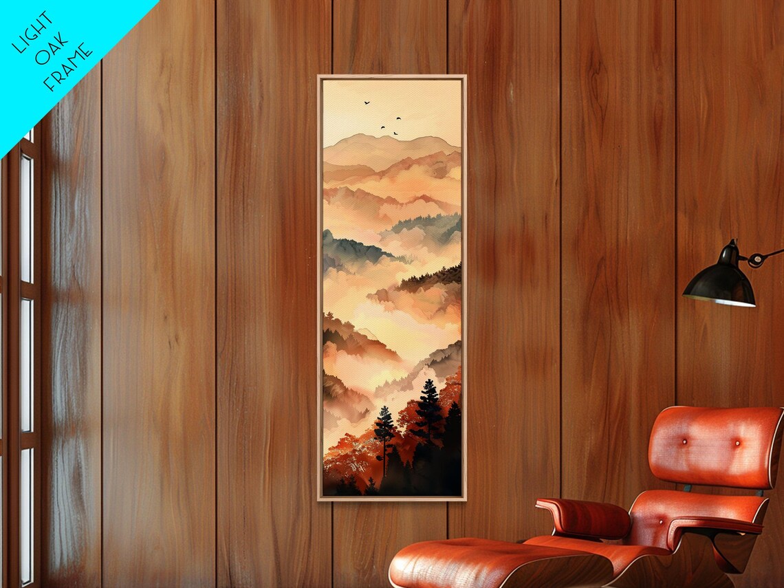Layers Of Misty Mountains Warm Golden Hues Vertical Art Print - Image 4