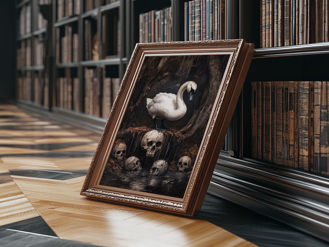 Black Swan Gothic Halloween Art Print, Dark Academia - Image 4