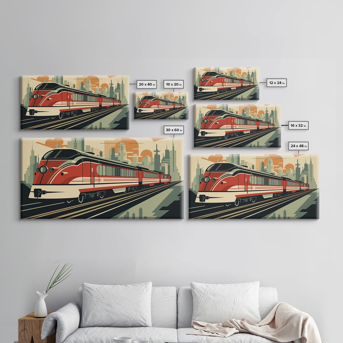 Art Deco Train Print Framed Print Boys Room Decor Gift For Son Train Lover Train Print Art Deco Wall Art - Image 2