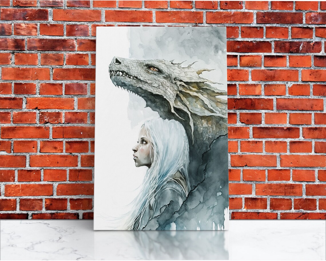 Girl and Her Dragon Fantasy Art Print, Gamer Decor - Image 2