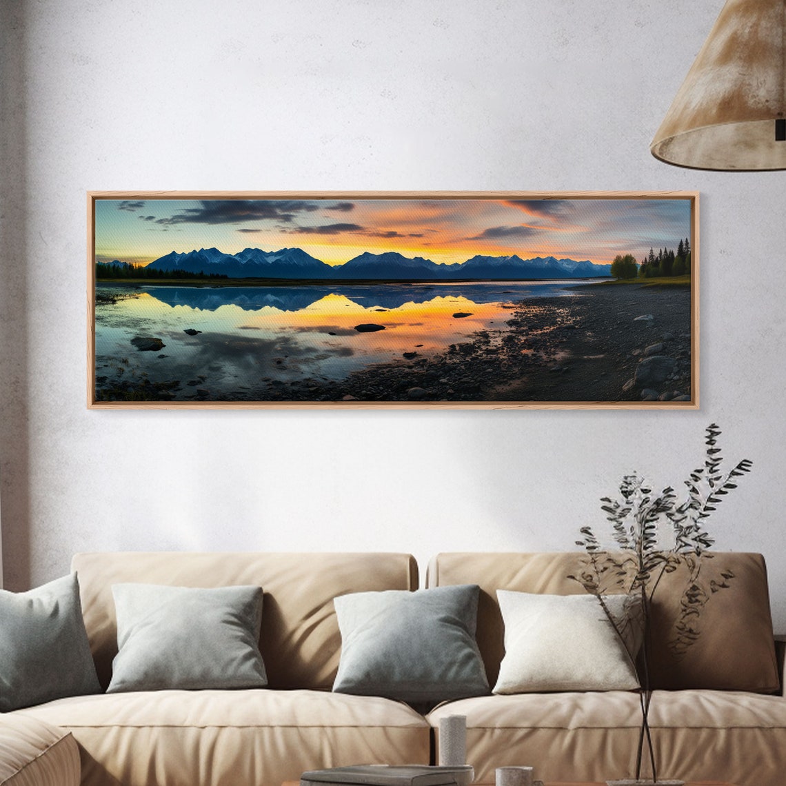 Lake Clark National Park Sunset Mountain Reflection Panoramic Poster - Image 3