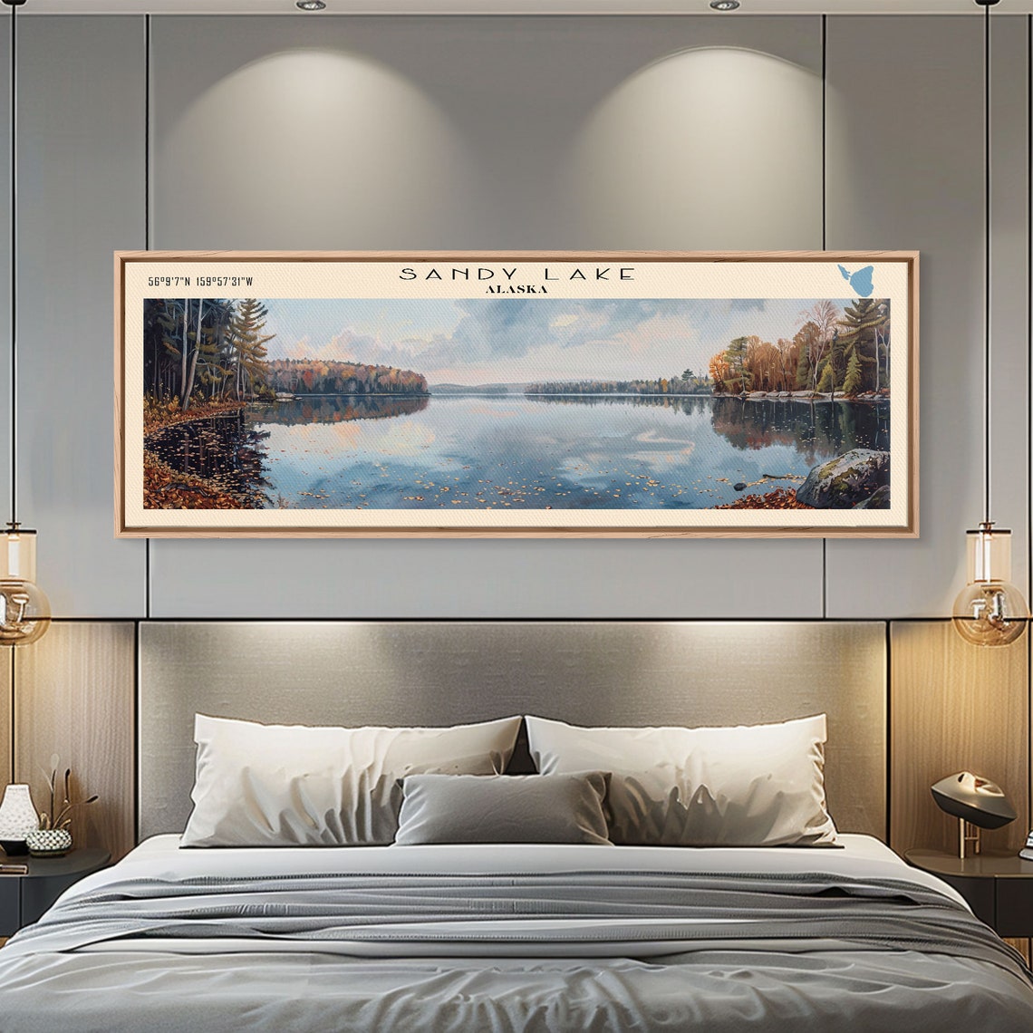 Sandy Lake Alaska Autumn Shore Mirror Calm Lake Water Travel Poster - Image 4