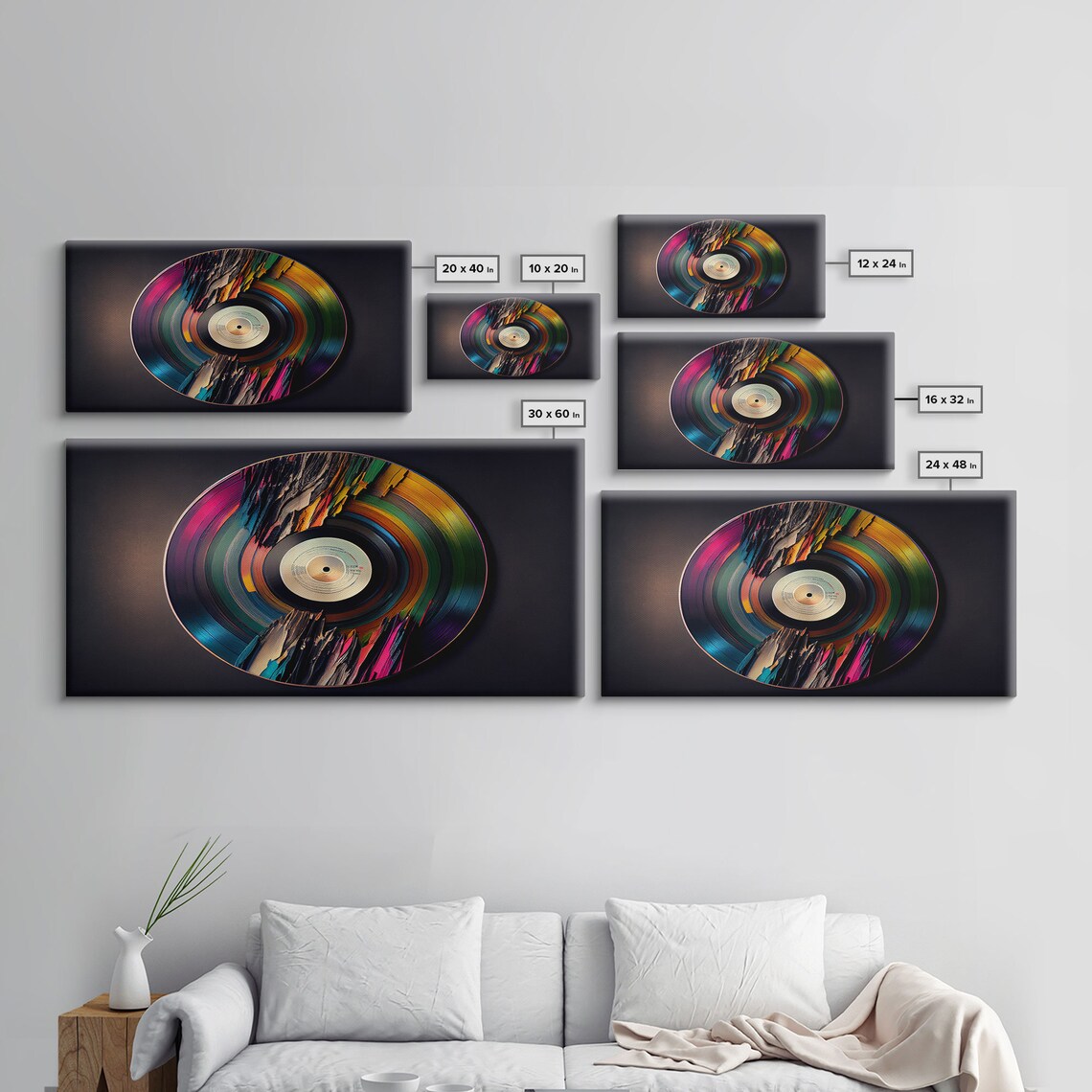 Synthwave Vinyl Record Art Print, Music Room Decor - Image 2