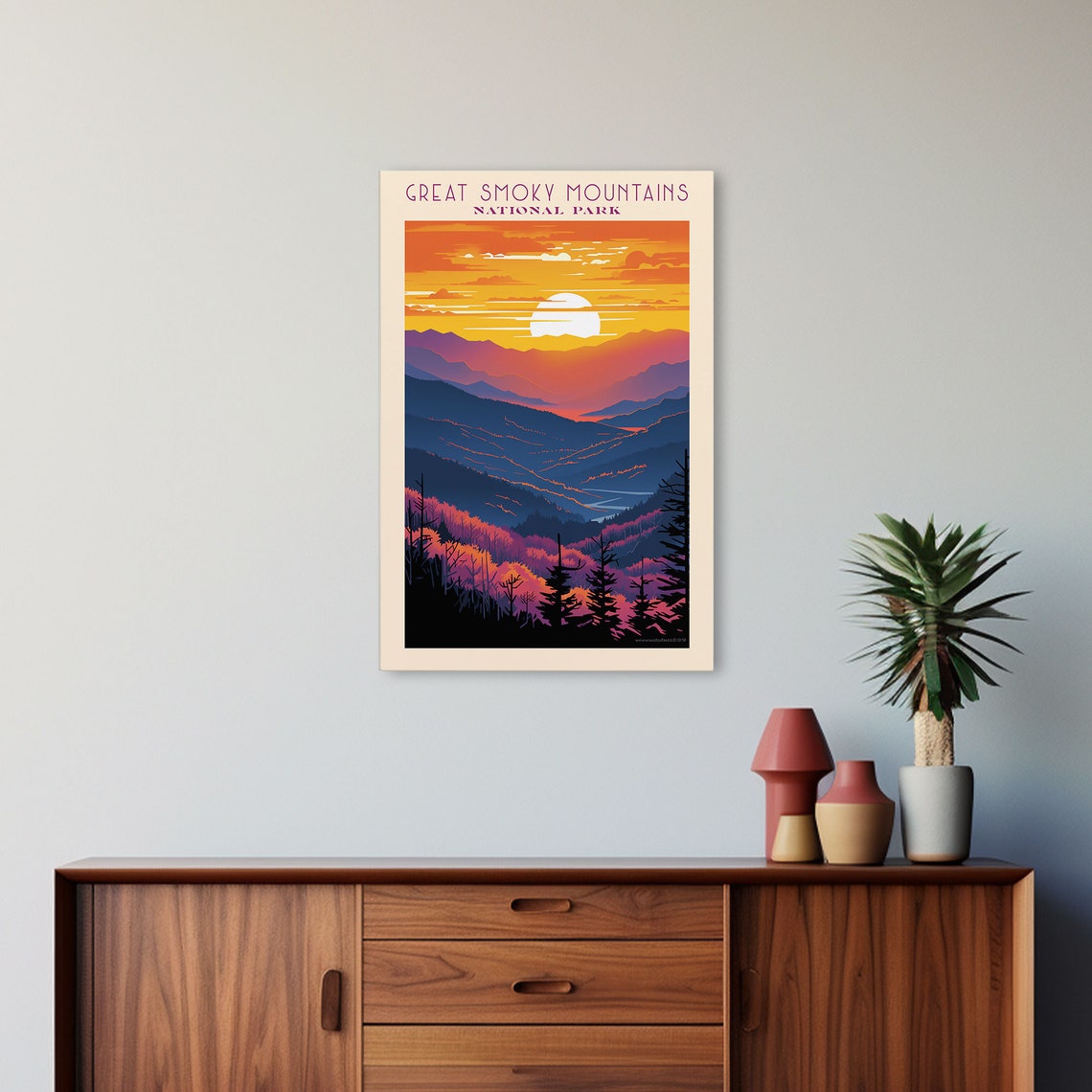Great Smoky Mountains National Park Travel Poster Art Print Wall Art Tennesee Travel Art Midcentury Modern Travel Decor Wall Art - Image 6