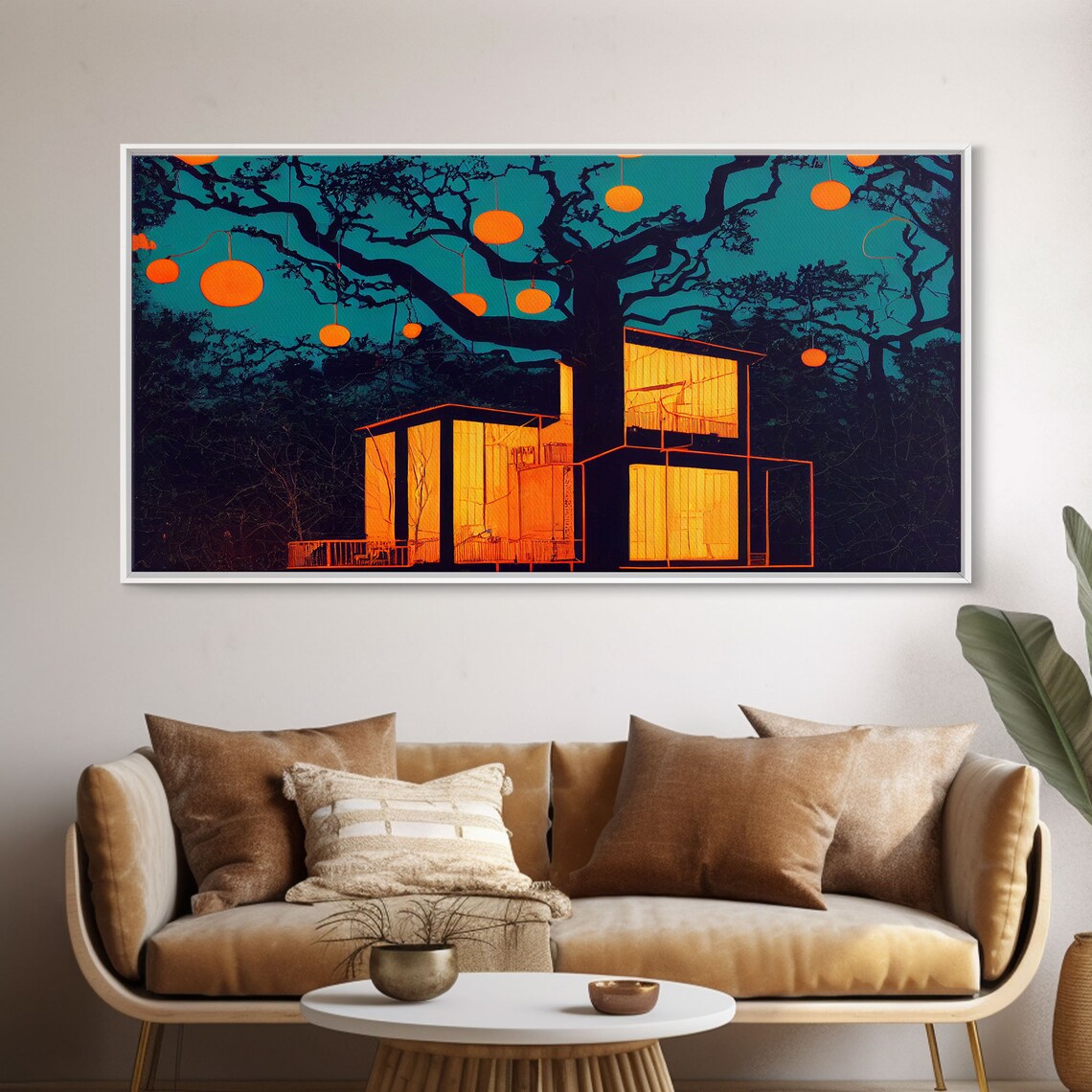 Surrealist Treehouse Art Print, Psychedelic Decor
