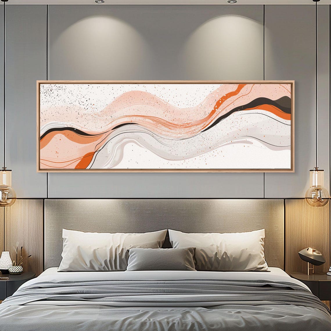 Beige Abstract Swirl Lines With Terracotta Black Minimalist Art Poster - Image 5