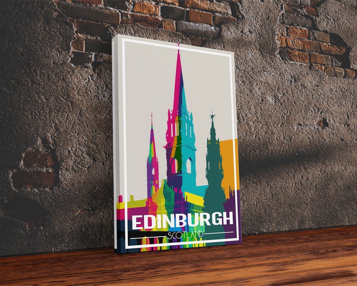 Edinburgh Scotland Colorful Cathedral Spires Pop Art Travel Poster - Image 2