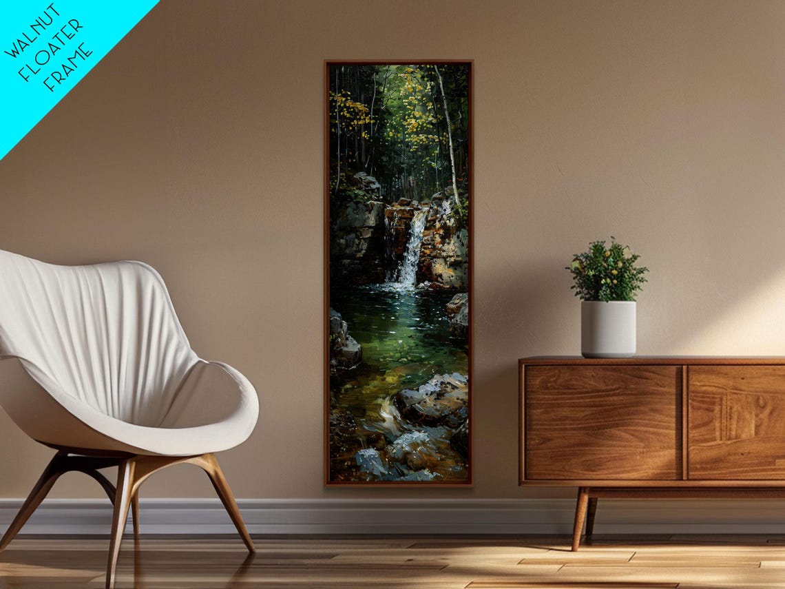 Forest Waterfall Cascading Rocky Pool Lush Green Landscape Poster - Image 4