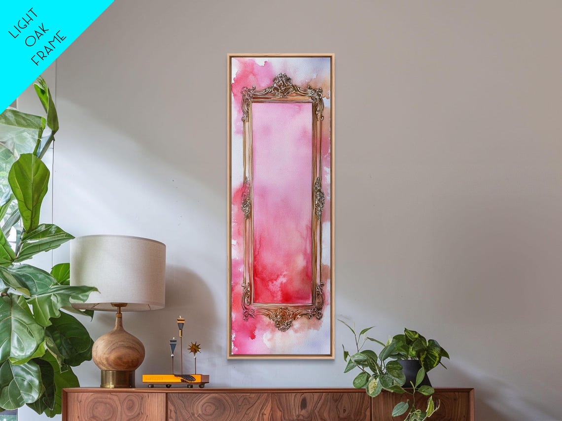 Gold Ornate Frame Pink Watercolor Classic Elegant Wall Art Poster - Image 2
