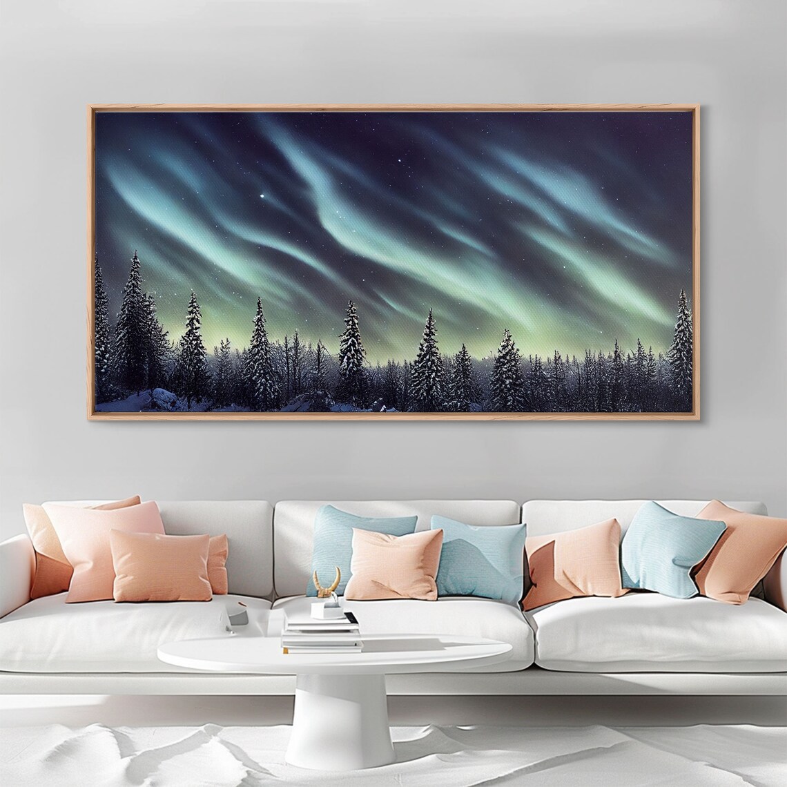 Aurora Borealis Over Snowy Forest Art Print - Image 3