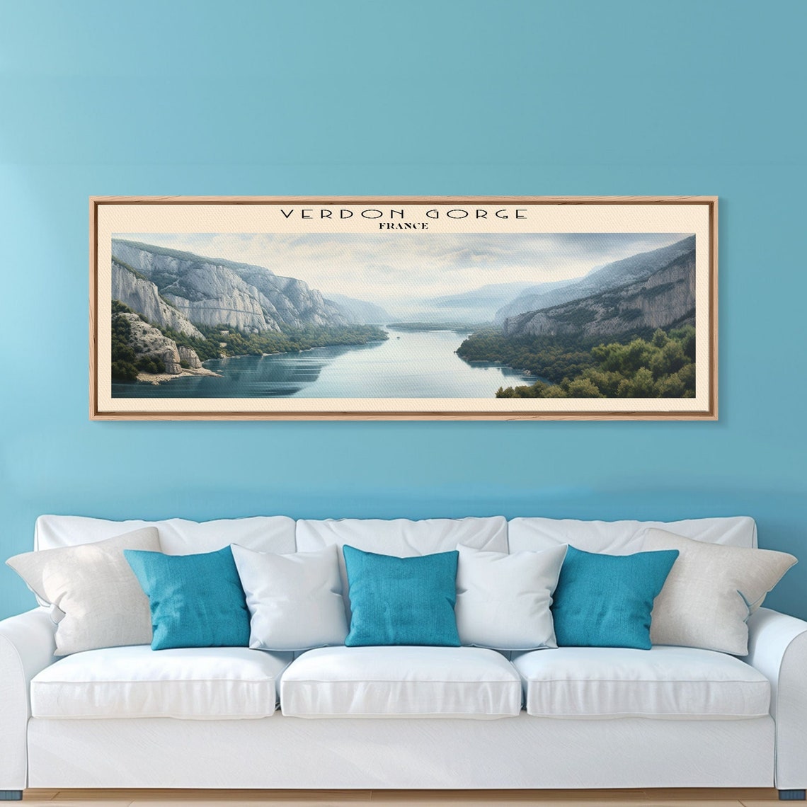 Verdon Gorge France Turquoise River White Cliffs Panoramic Poster - Image 4