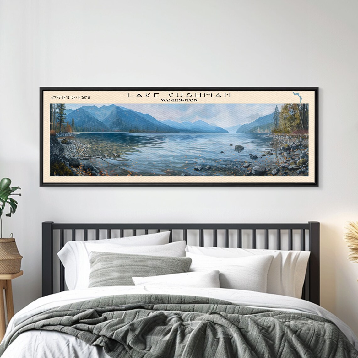 Lake Cushman Washington Rocky Shore Mountain Panorama Travel Poster - Image 2
