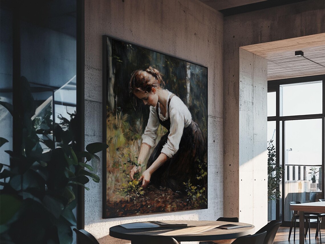 The Woman In The Garden Painting Print Coquette Style Wall Art Vintage Garden Print Print Wall Art Abstract Wall Art - Image 4