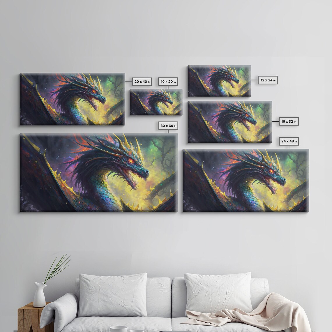 Psychedelic Horned Dragon Fantasy Wall Art Print - Image 2