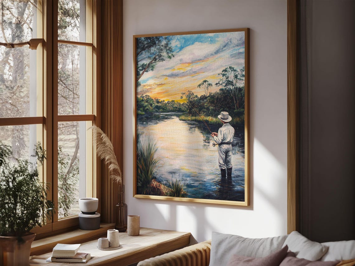 Fly Fishing Wall Art Framed Print Fly Fishing Painting Fly Fishing Art Gift Idea For Fisher Fishing Gift Idea - Image 6