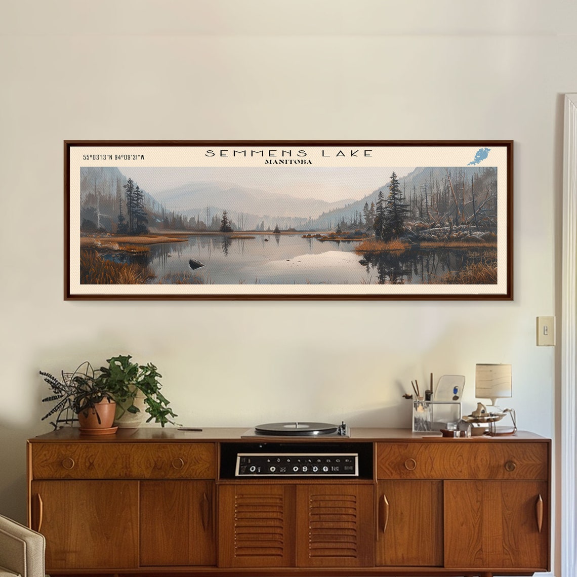 Semmens Lake Manitoba Hazy Valley Golden Marsh Pines Travel Poster - Image 5
