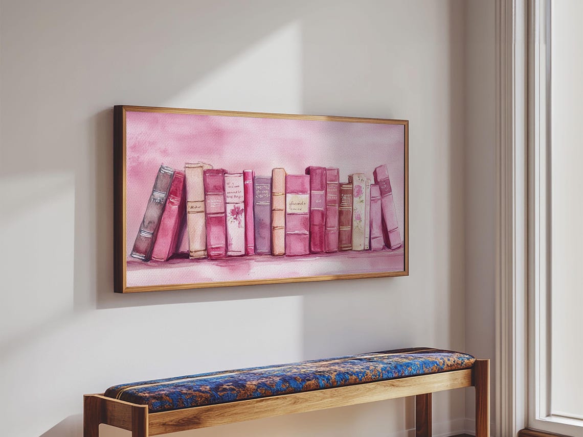 Book Art Print Light Pink Wall Art Cottagecore Library Decor Literary Lovers Gift Idea Rustic Bedroom Accent Elegant Design - Image 4