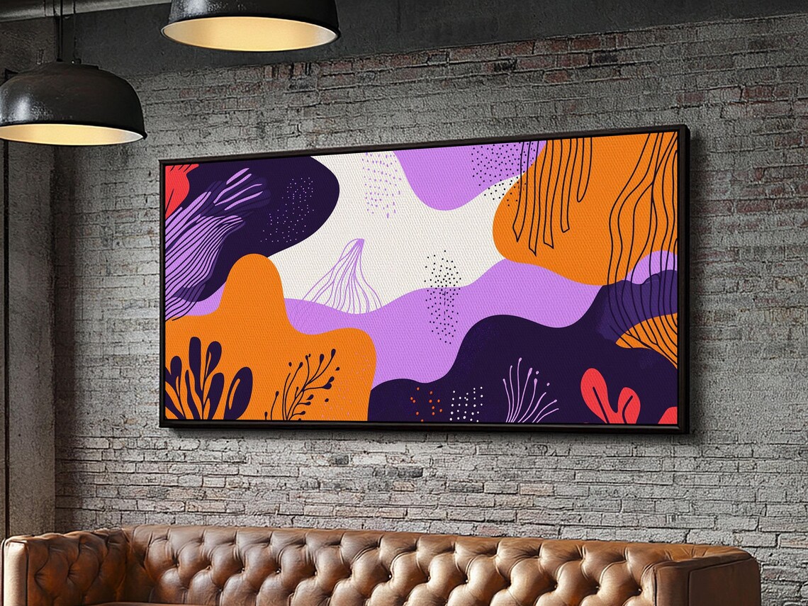Purple And Orange Preppy Wall Art Framed Print Retro 90s Style Wall Art