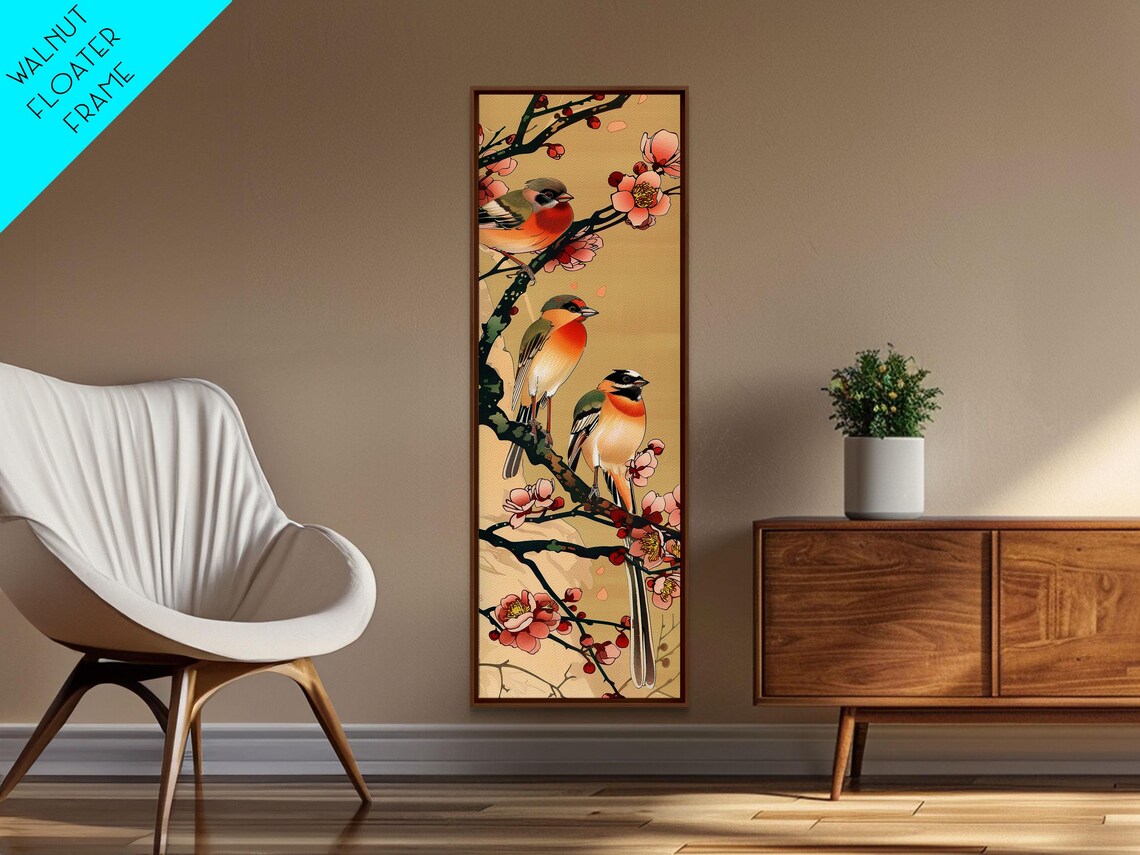 Japanese Ukiyo E Songbirds Blooming Cherry Blossom Branch Poster - Image 4