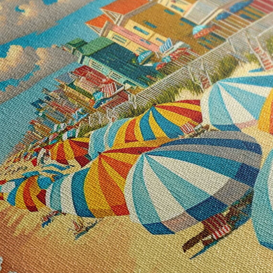 Beach Boardwalk Umbrellas, Mid-Century Modern Art Print - Image 2