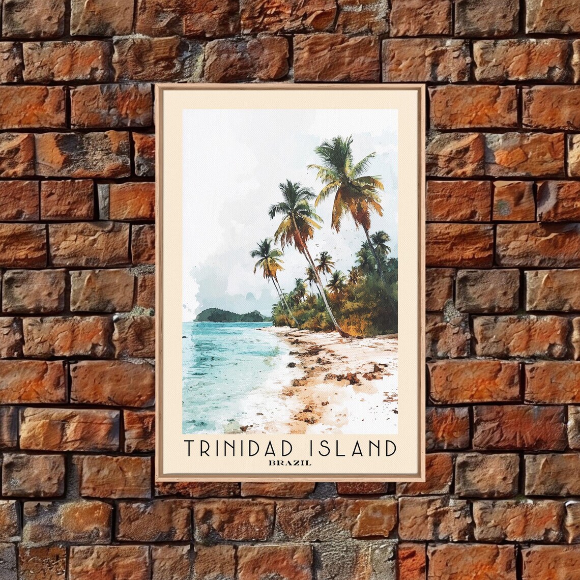 Trinidad Island Brazil Palm Trees Tropical Beach Watercolor Poster - Image 5