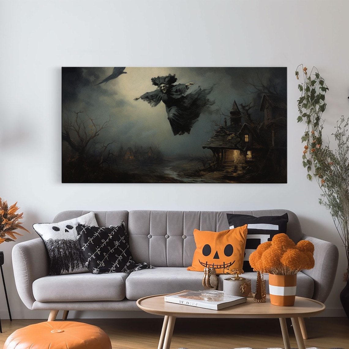 Flying Witch Halloween Art Print, Witchy Wall Decor - Image 5