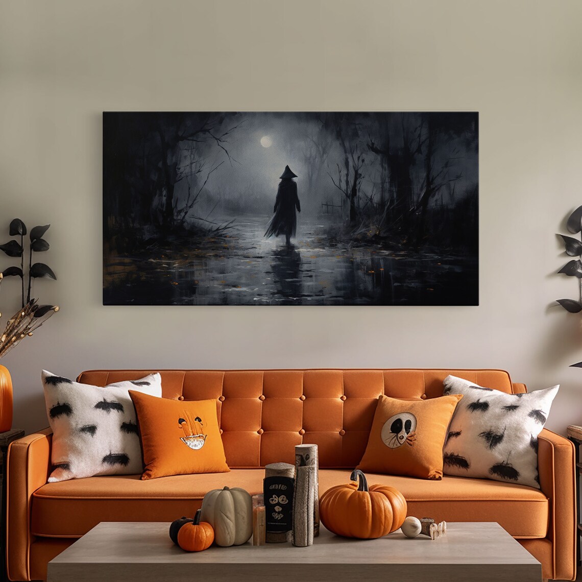 Witch Walking in the Rain, Victorian Oil Print - Image 4