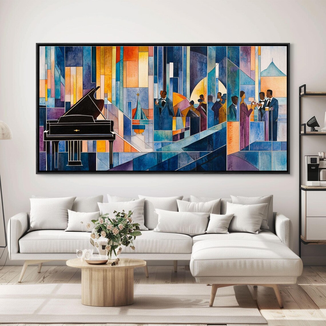Abstract Jazz Club Grand Piano Stained Glass Style Colorful Music Party Art Poster - Image 6