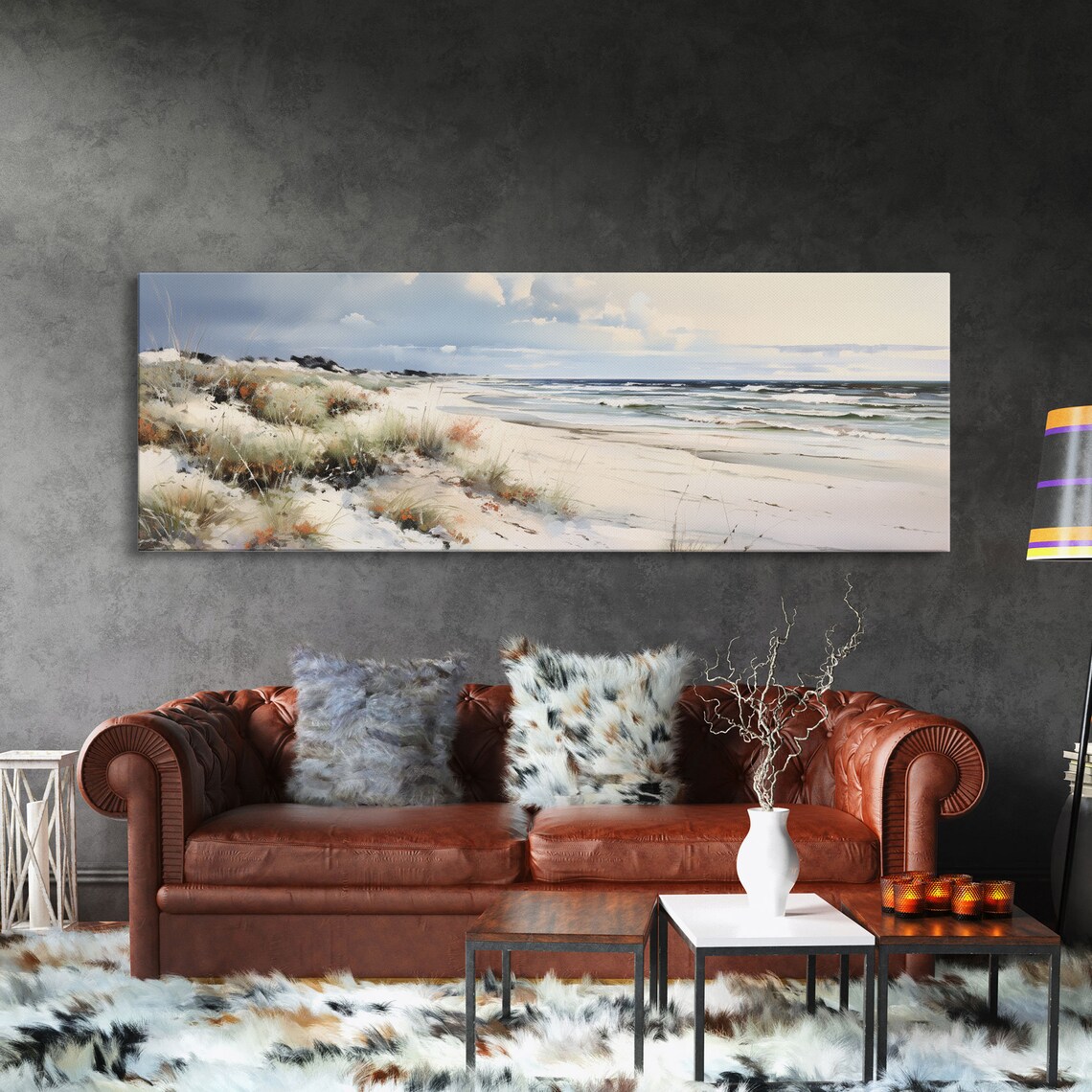 Panoramic Ocean Beach Art Print, Coastal Nautical - Image 3