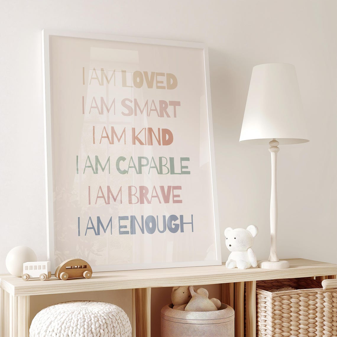 Kids Affirmations Typography I Am Loved Motivational Quote Poster - Image 2