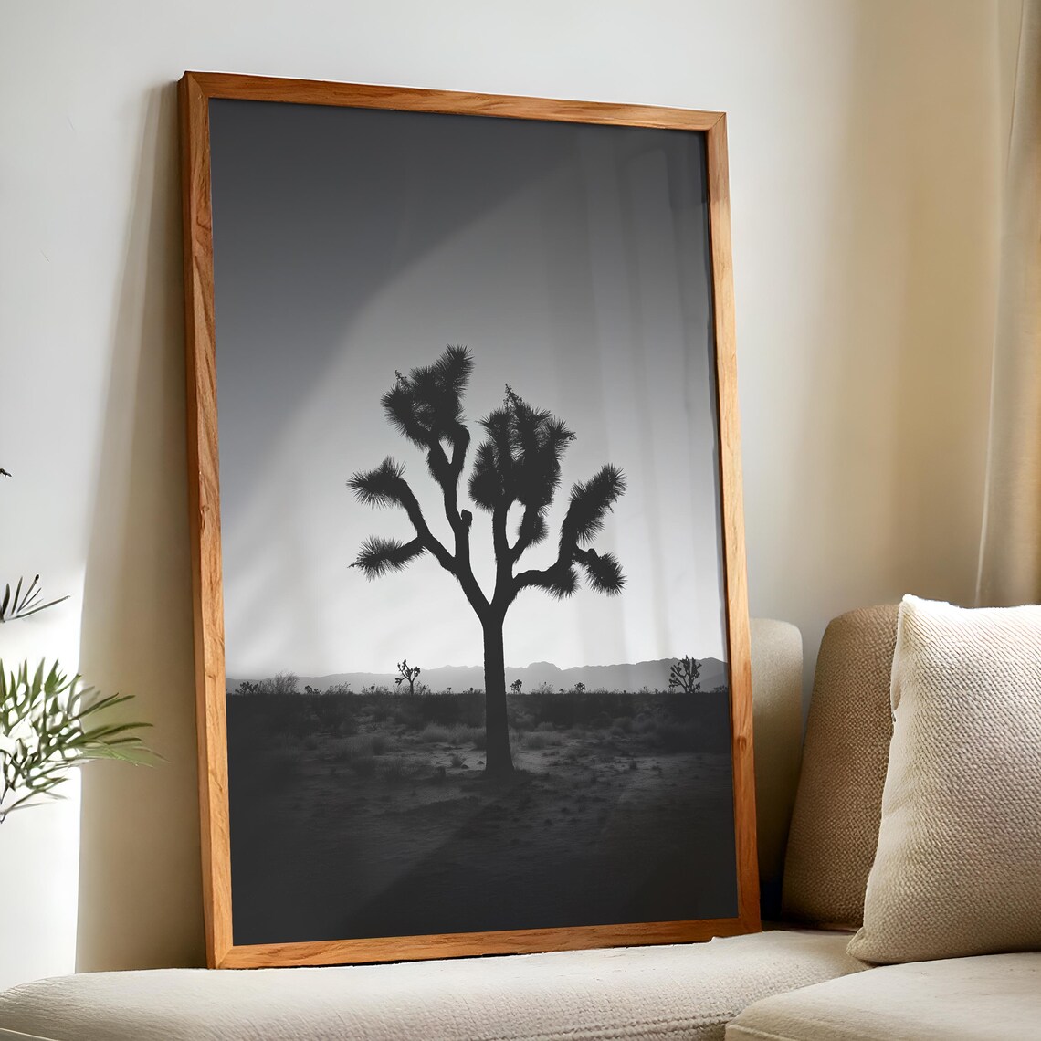 Joshua Tree Black And White, Minimalist Landscape Art Print