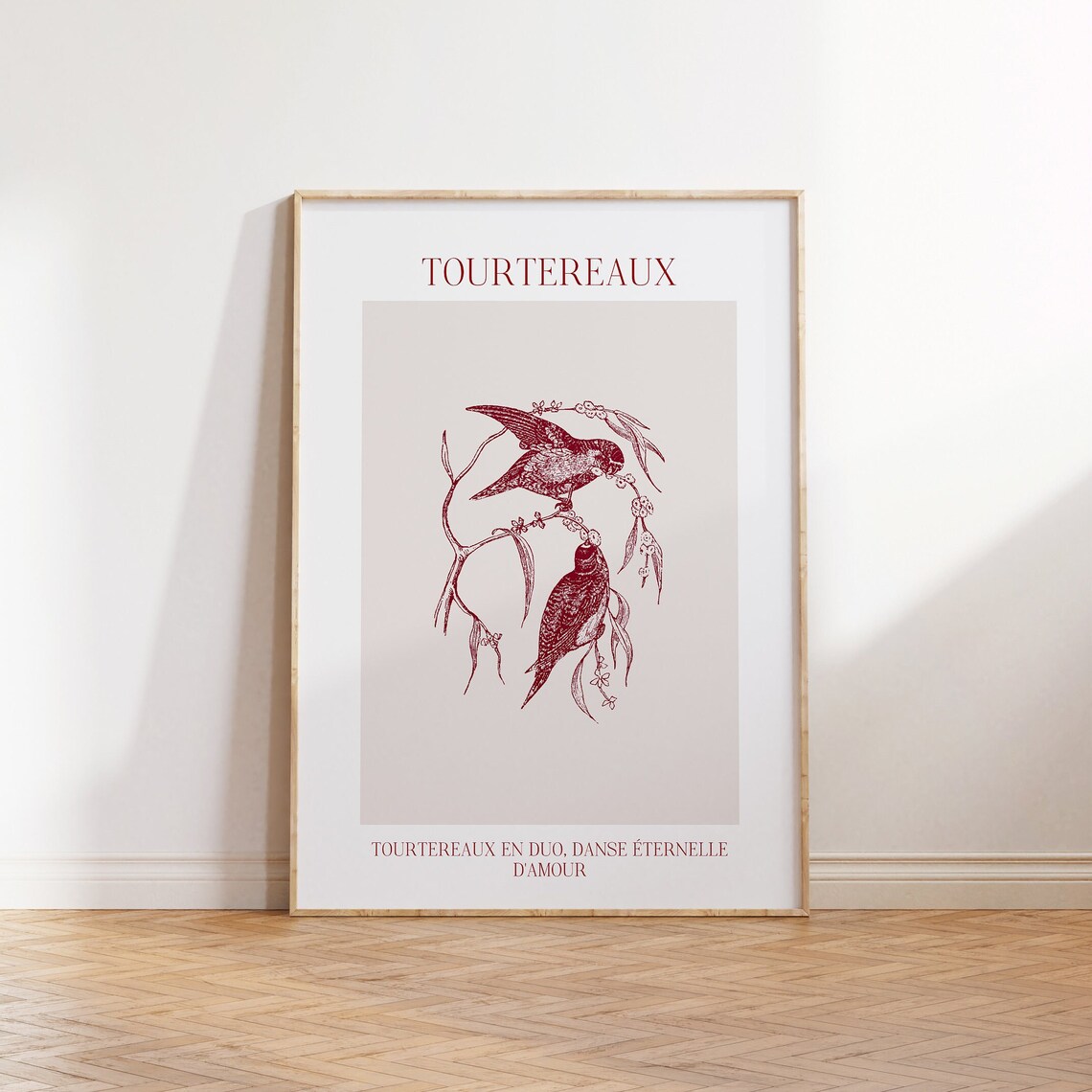 Tourtereaux Lovebirds Duo Vintage French Romantic Bird Art Poster - Image 2