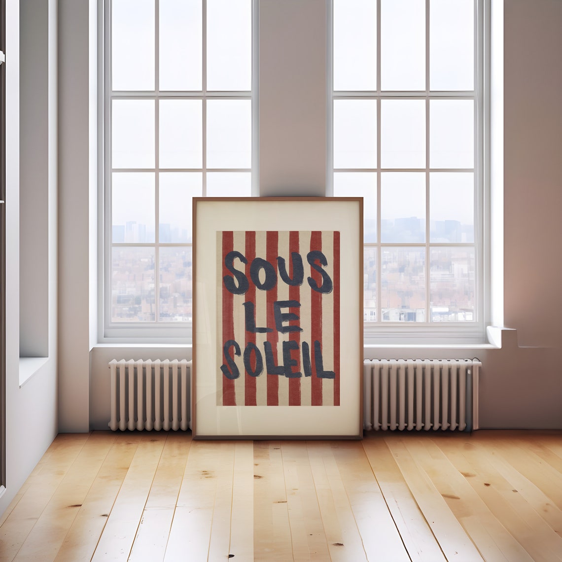 Sous Le Soleil Striped French Quote Hand Drawn Typography Wall Art - Image 2