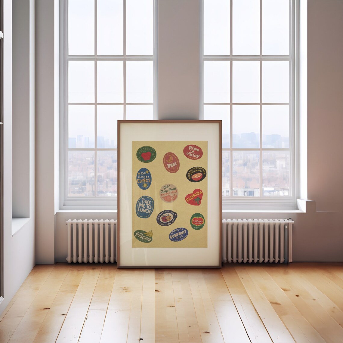 Vintage Fruit Sticker Poster, Retro Kitchen Art Print - Image 3
