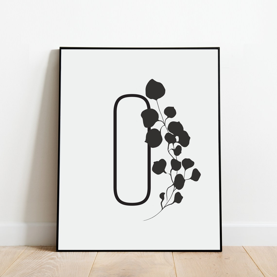 Monogram Letter O Gray Eucalyptus Botanical Initial Framed Art Print - Image 4
