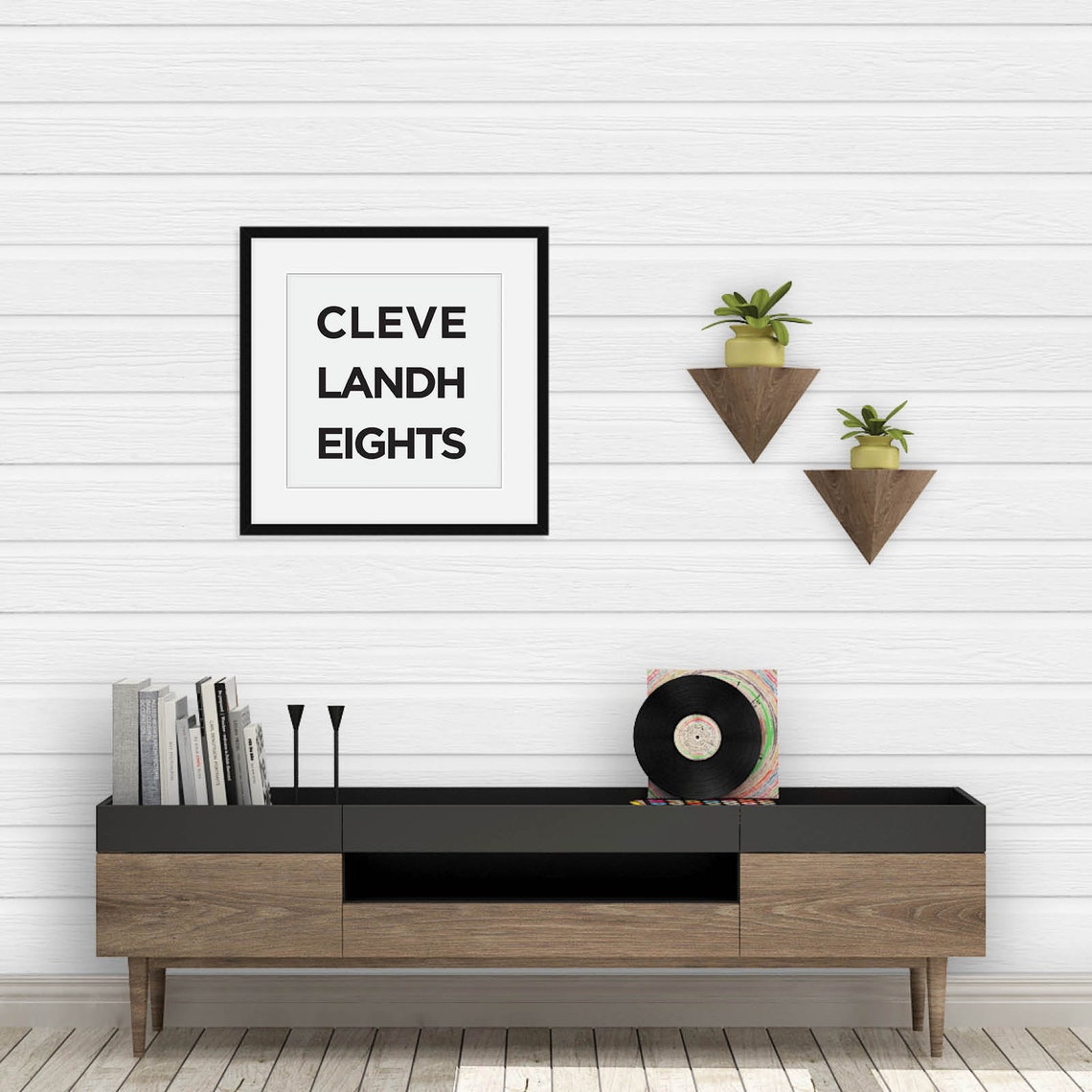 Cleveland Heights Ohio Minimalist Block Letter Typography Poster