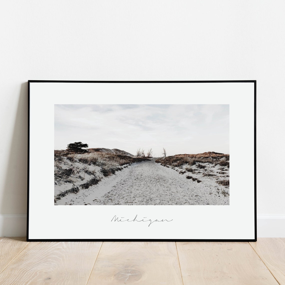 Michigan Beach Dunes Sandy Path Nature Scenic Photography Poster