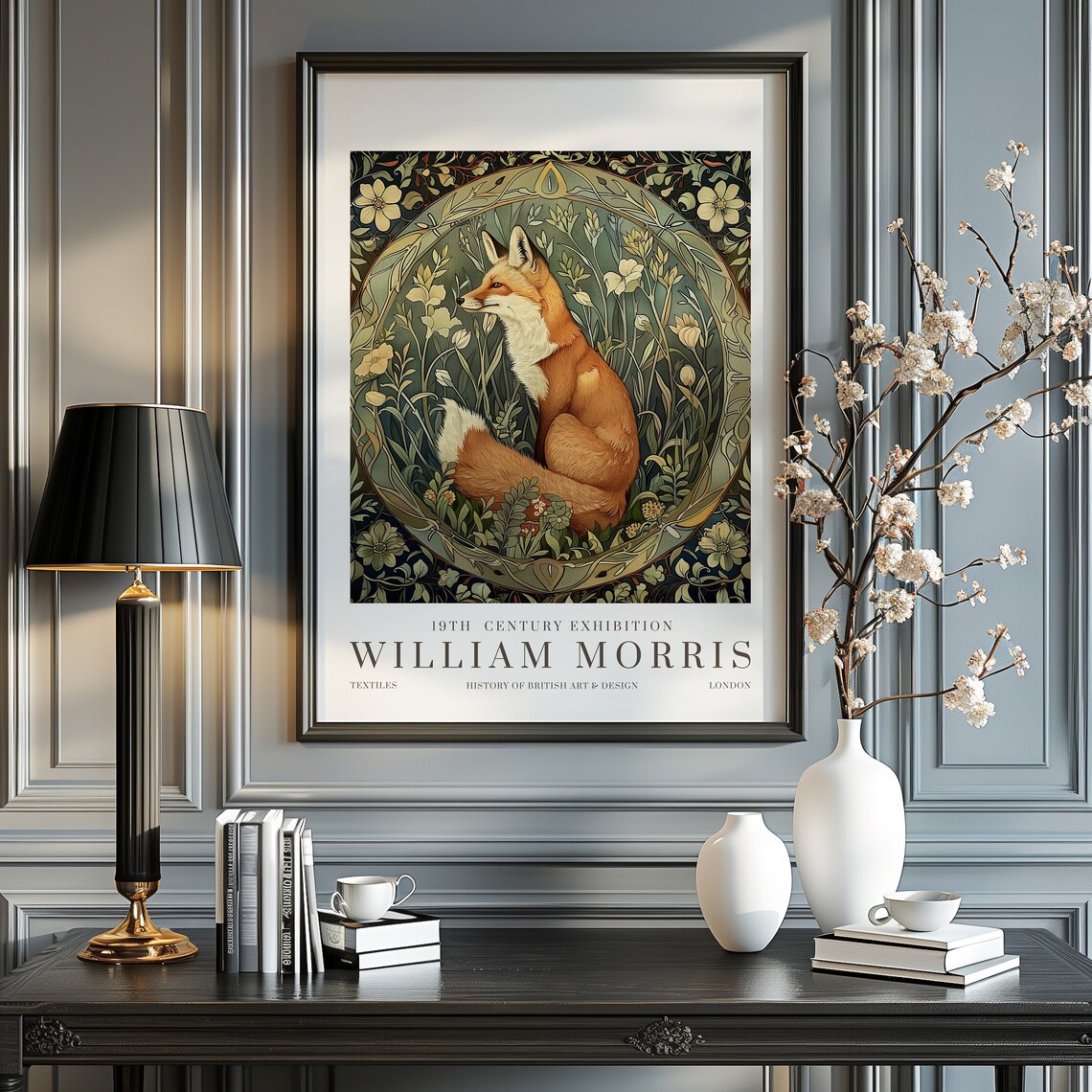 William Morris Exhibition Poster, Vintage Textiles Fox