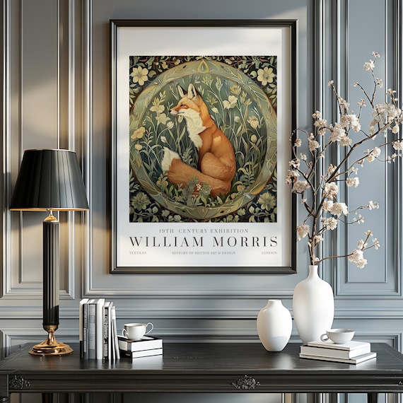 William Morris Exhibition Poster, Vintage Textiles Fox