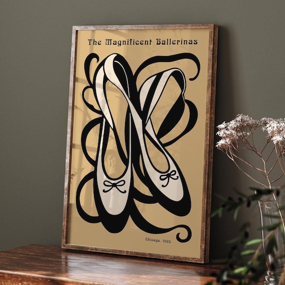 The Magnificent Ballerinas Beige Music Poster Elegant Dance Wall Art Luxury Ballerina Print Modern Ballet Print Dance Lover Gift Idea