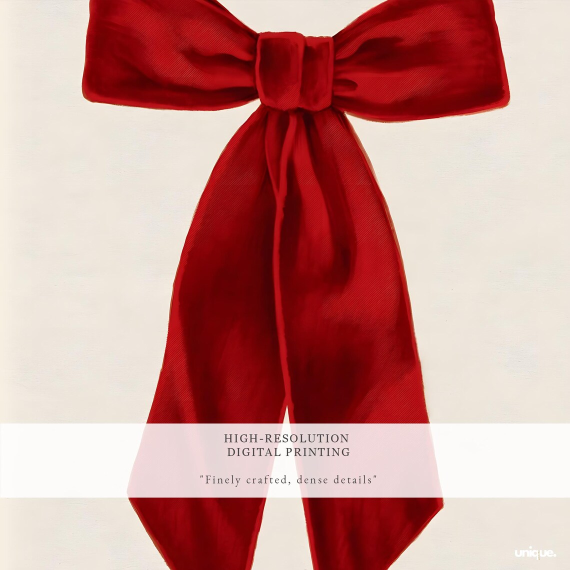 Big Red Velvet Bow Minimalist Christmas Coquette Style Art Poster - Image 2