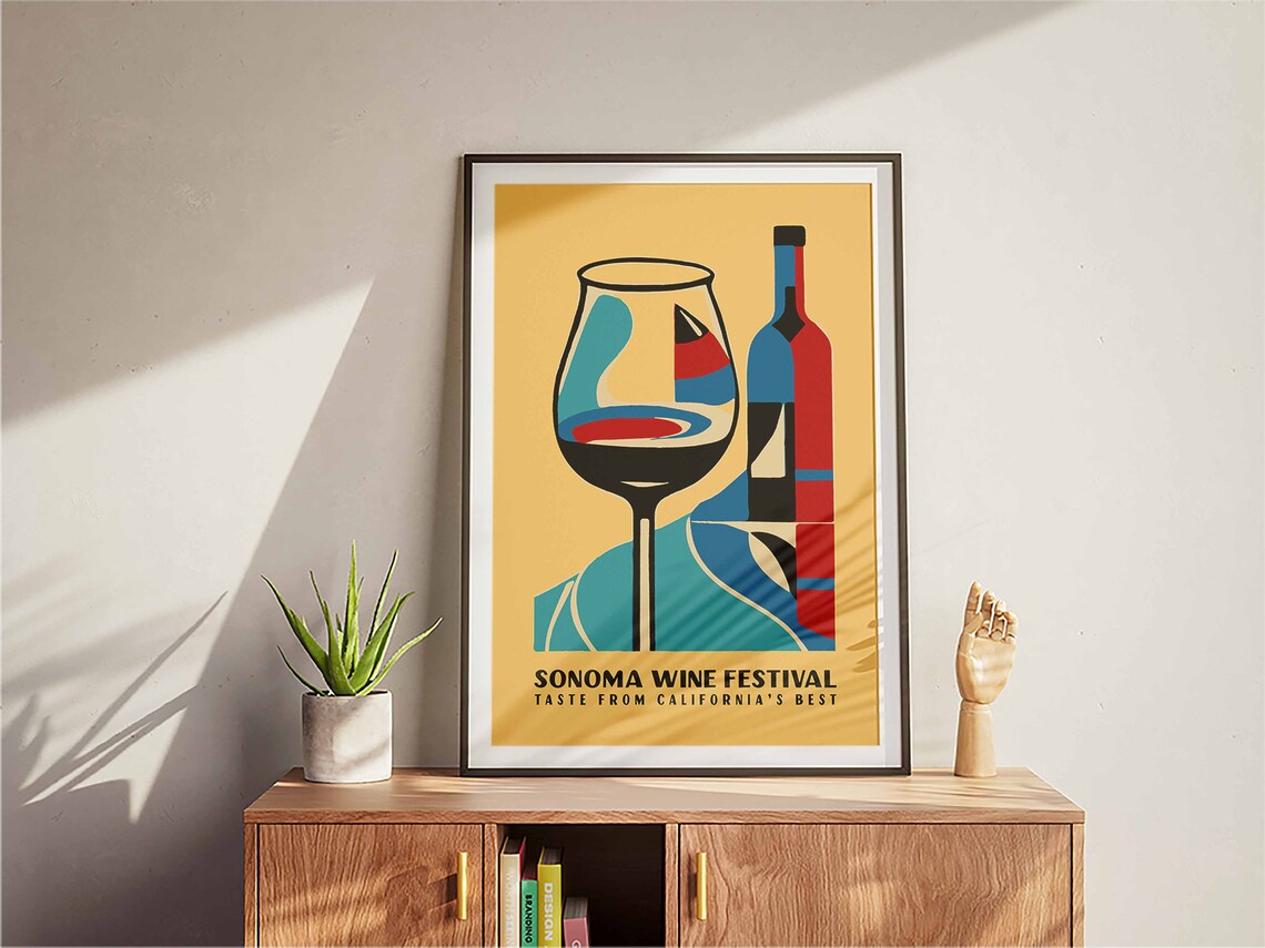 Sonoma Wine Festival Taste of California Retro Wine Travel Art Poster - Image 3
