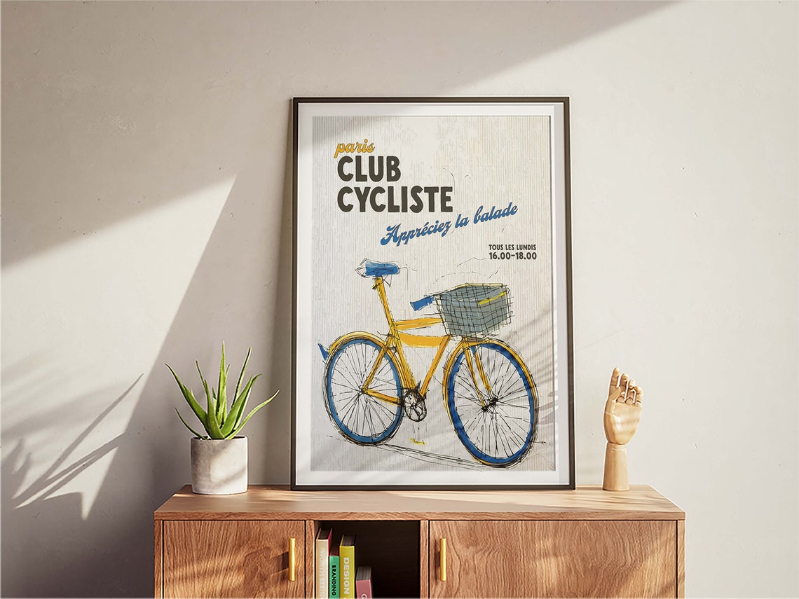 Retro Paris Cycling Club Poster French Poster Typography Print Bicycle Art Minimal Vintage Art Print Retro Poster Print Bike Wall Art - Image 3