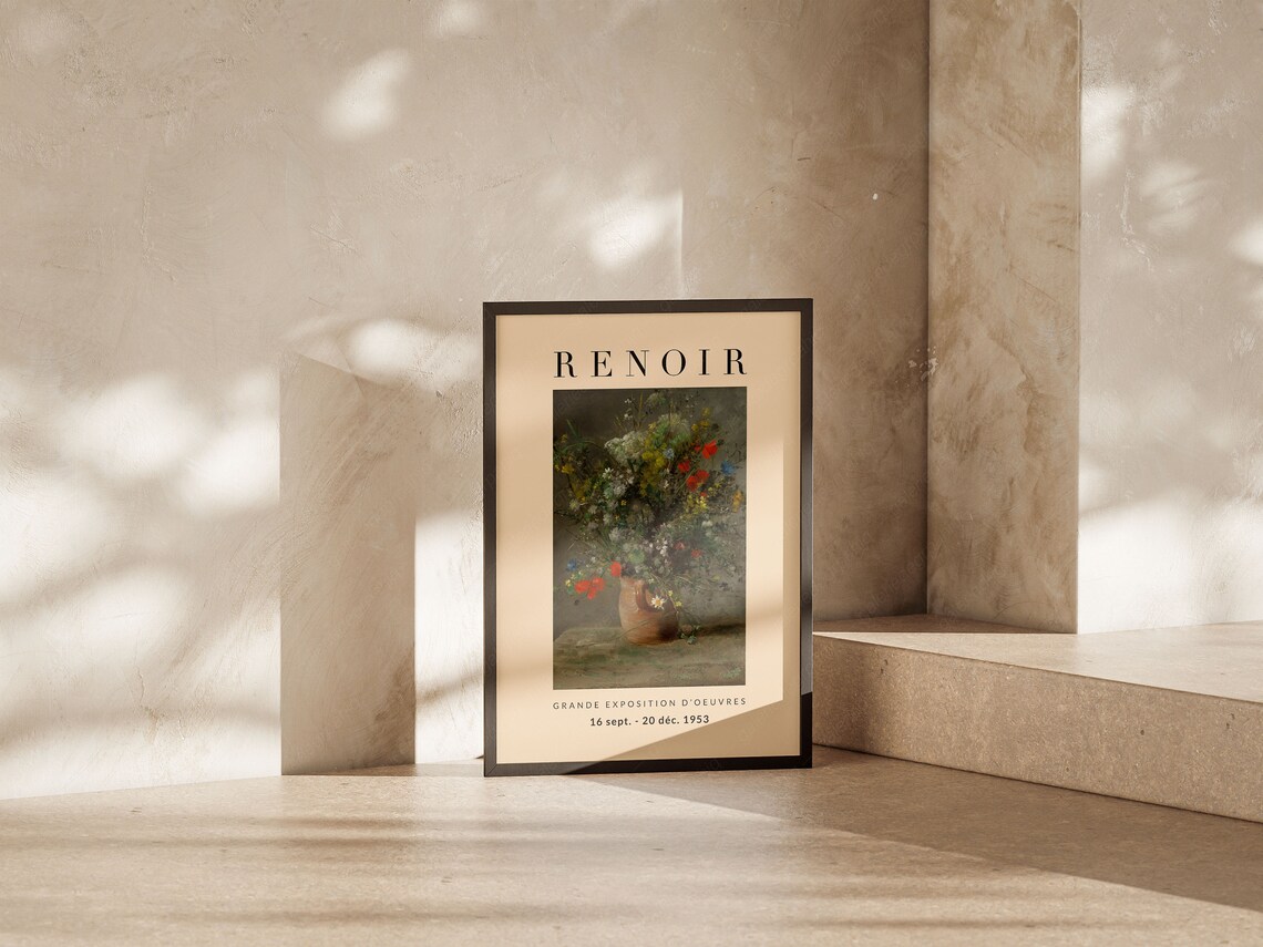 Renoir 1953 Exhibition Wildflower Bouquet Vintage Floral Art Poster - Image 4